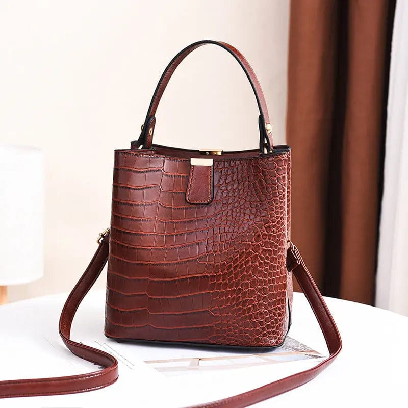 COFFEE FG039 2022 Crocodile Pattern Women Handbags Alligator Cross Body Bags Simple Fashion Bucket Purses Fashion Bags