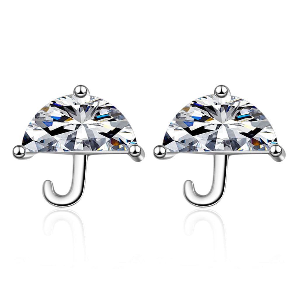 Copper White gold plated New Arrivals CZ Crystal Umbrella Stud Earrings For Women Jewelry Pendientes