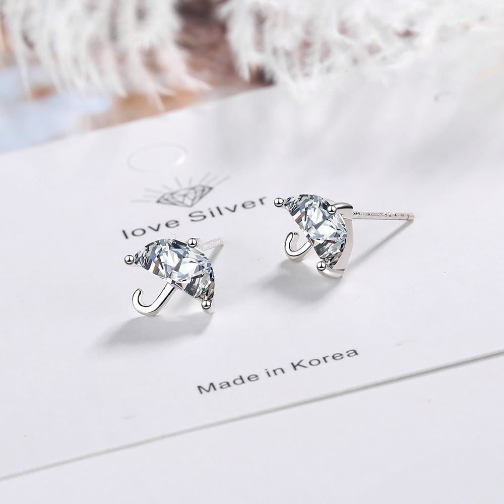 Copper White gold plated New Arrivals CZ Crystal Umbrella Stud Earrings For Women Jewelry Pendientes