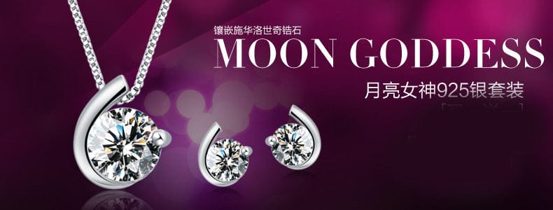 Copper White gold plated New Glamorous Women Moon Bay Silver Stud Earrings Female Simple 925 Crystal Luxury Designer Jewelry Bridesmaid Gift Accessories