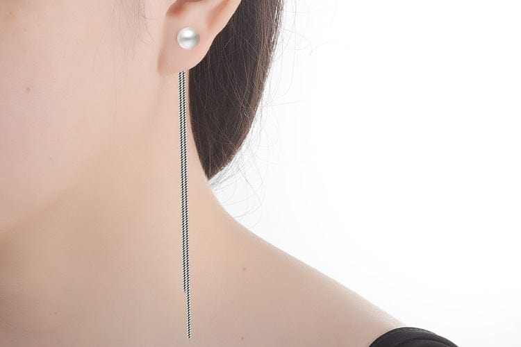 Copper White gold plated New Long Crystal Tassel Pearl Dangle Earrings for Women Wedding Drop Earing Fashion Jewelry Gifts