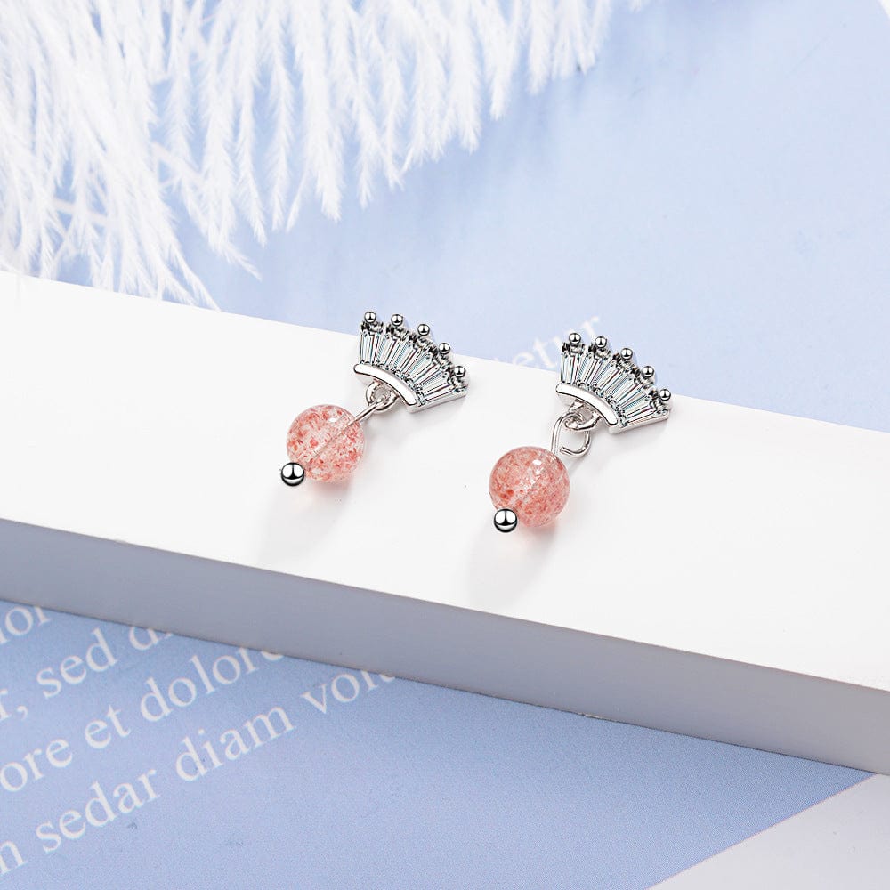 Copper White gold plated Strawberry Crystal Crown Stud Earrings Cubic Zircon Earrings for Women Wedding Gift Fashion Jewelry