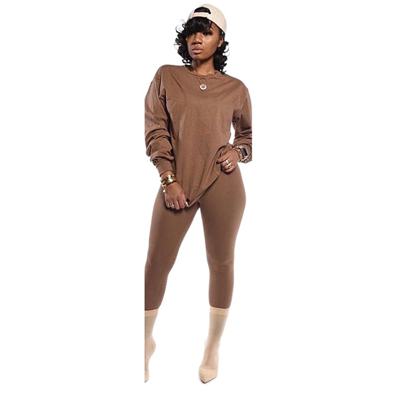 cotton women 2 piece sets clothing fall long sleeve two piece pants set for women