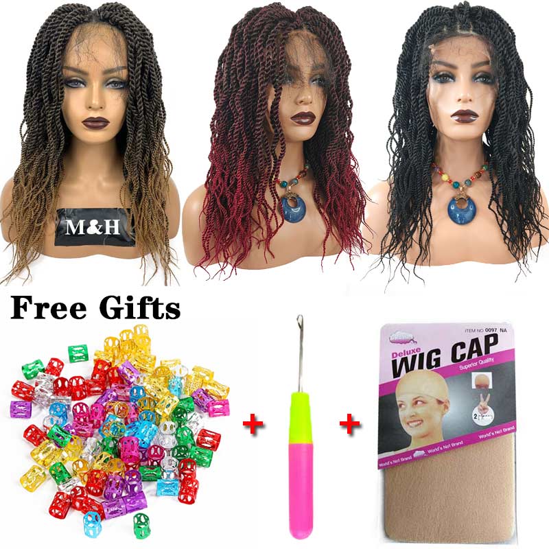 Crochet Braid Twist Wig Afro Locs Heat Resistant Kinky Curly Braids Hair High Fiber Deep Part Synthetic Lace Front Wig