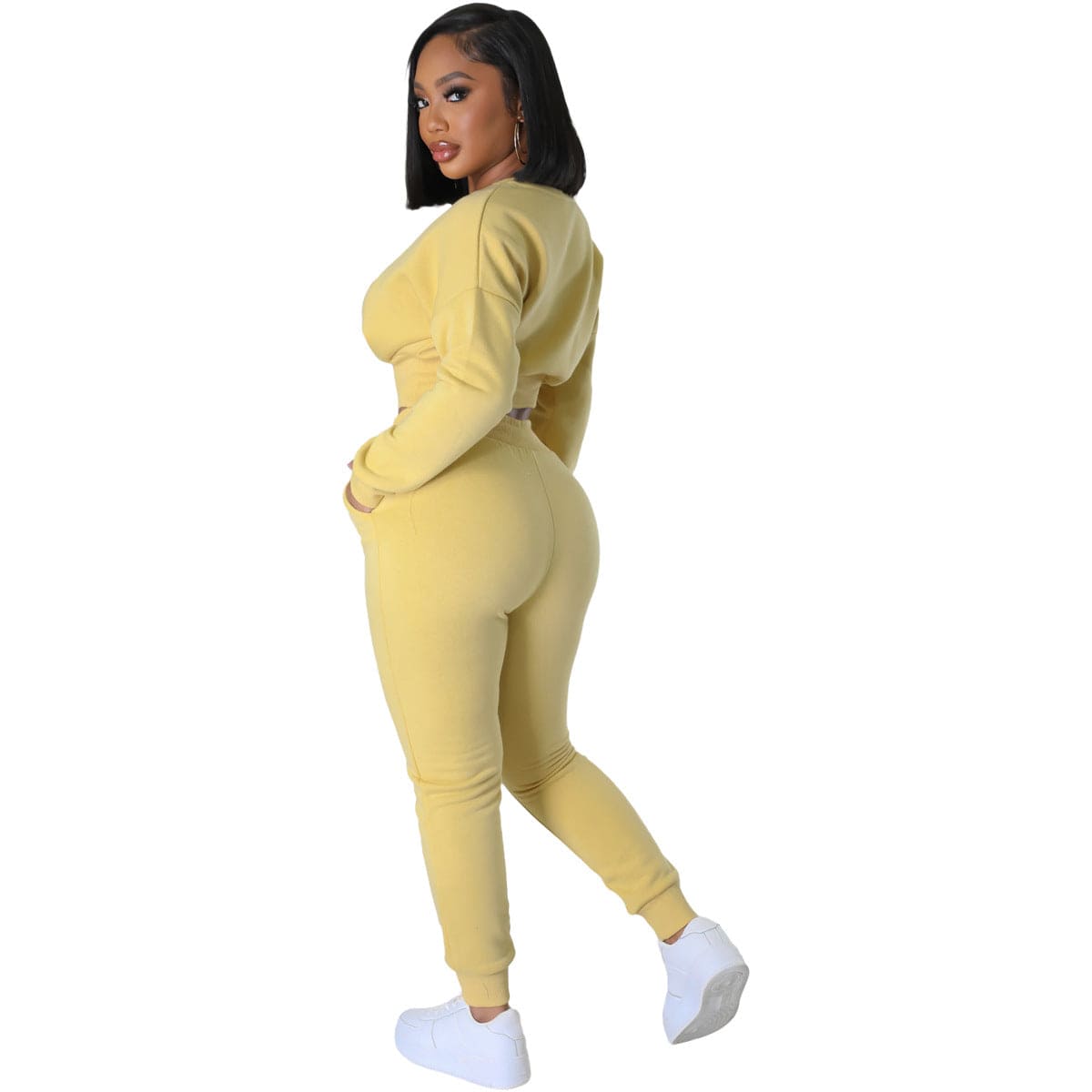 Crop Sweatshirt Sweatsuit Women New Stylish Sweatshirt And Jogging Sweatsuit Thick 2 Piece Set Tracksuits For Women