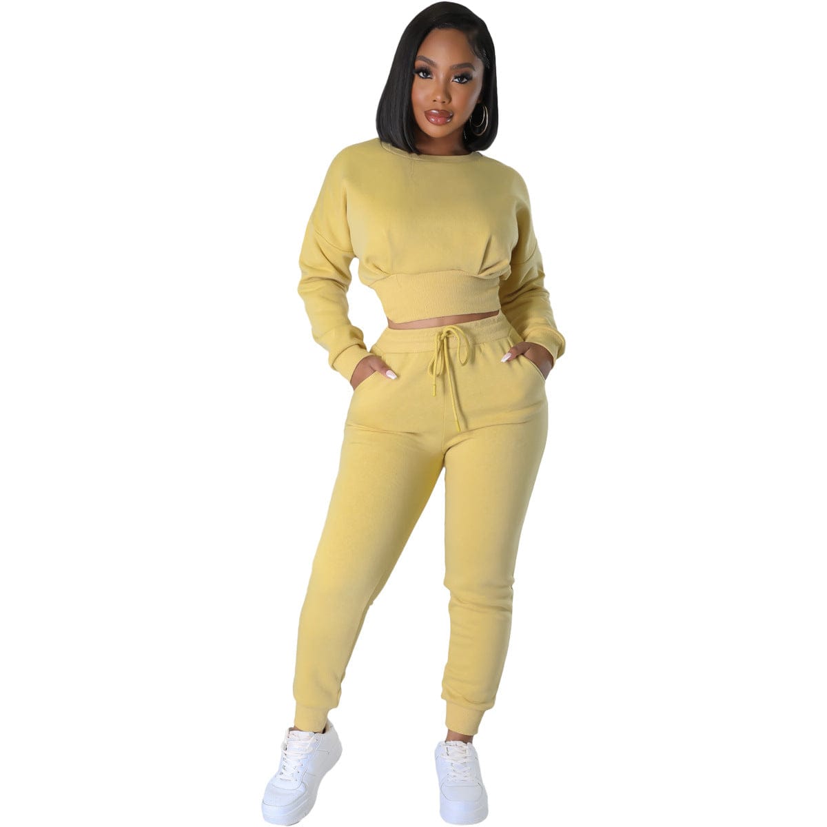 Crop Sweatshirt Sweatsuit Women New Stylish Sweatshirt And Jogging Sweatsuit Thick 2 Piece Set Tracksuits For Women