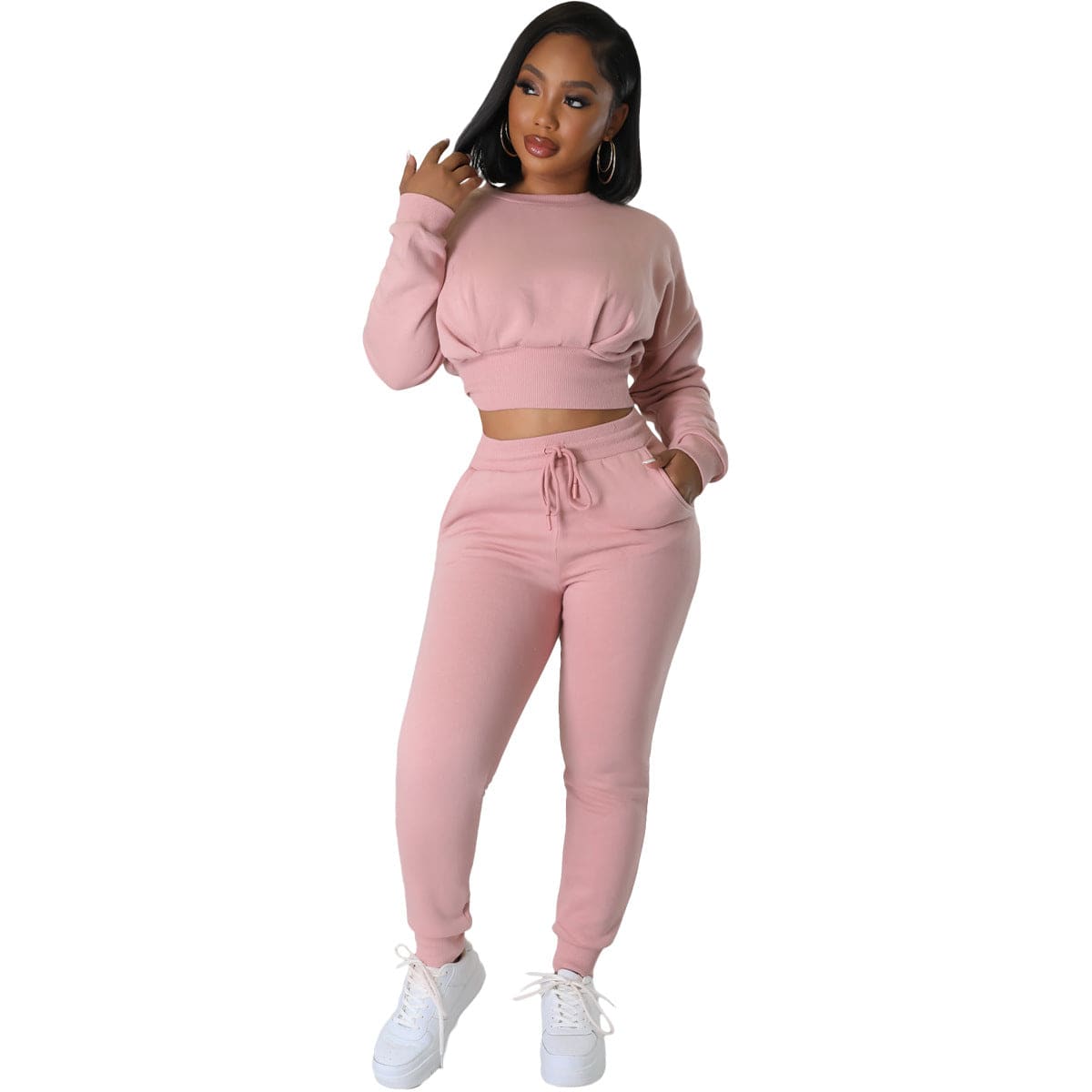 Crop Sweatshirt Sweatsuit Women New Stylish Sweatshirt And Jogging Sweatsuit Thick 2 Piece Set Tracksuits For Women