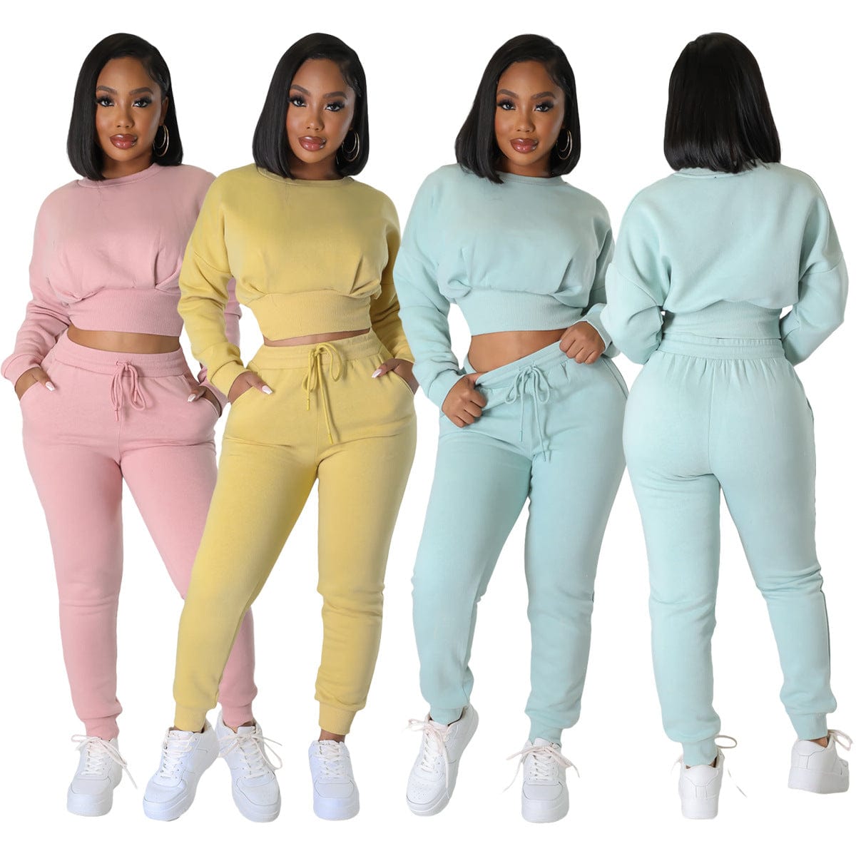 Crop Sweatshirt Sweatsuit Women New Stylish Sweatshirt And Jogging Sweatsuit Thick 2 Piece Set Tracksuits For Women