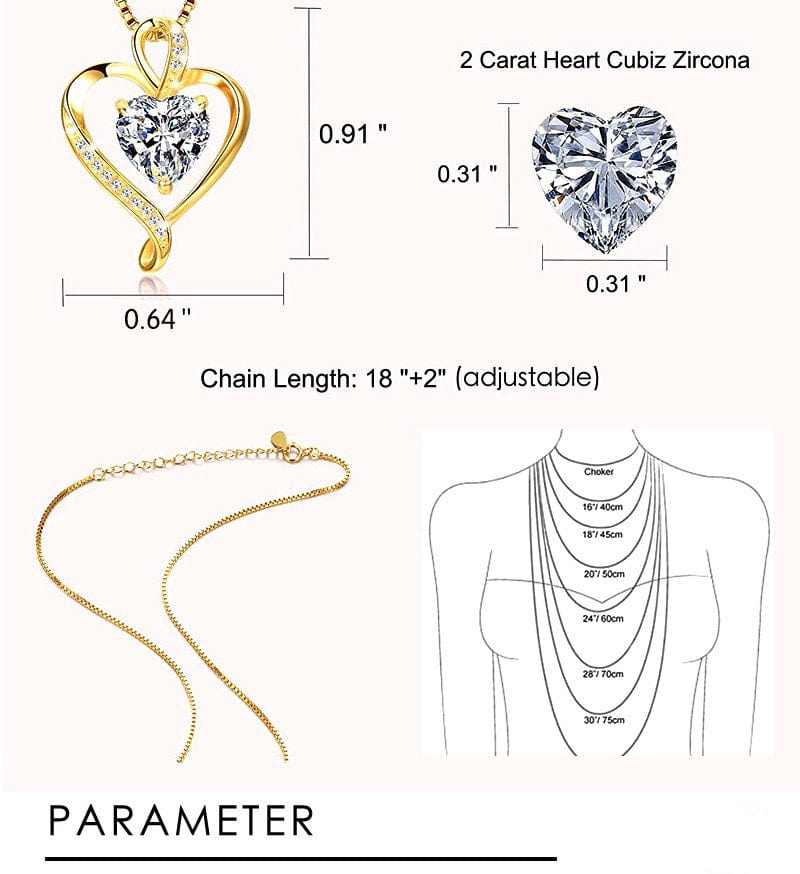 Crystal Stainless steel Hot saleHeart necklace heart-shaped zircon pendant ladies clavicle chain fashion jewelry