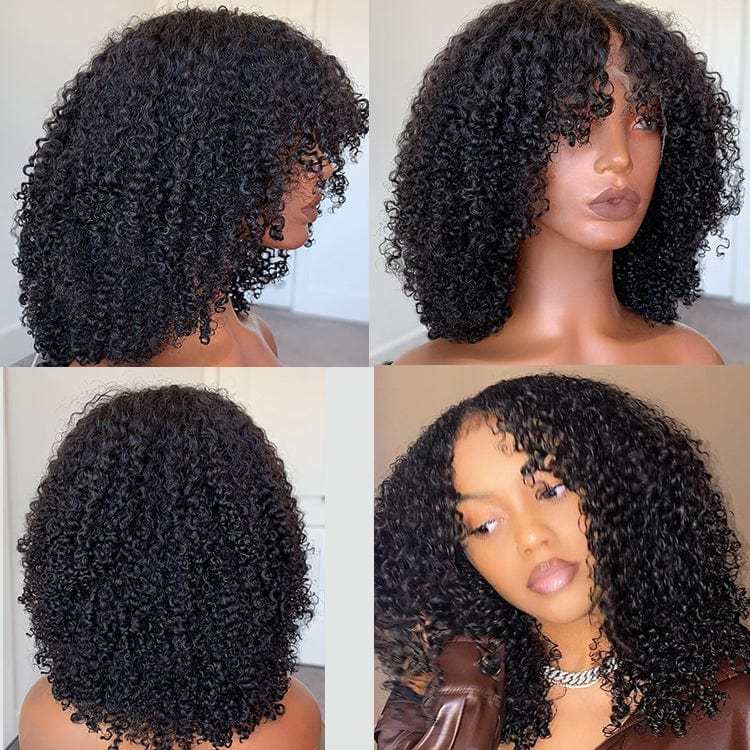 curly wigs With Bangs Natural human hair lace front Water Wave curly glueless full hd lace wigs curly wig with bang