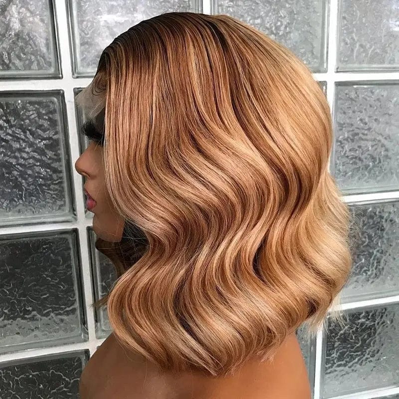 Customized Bob Wavy Wigs Virgin Cuticle Aligned Hair