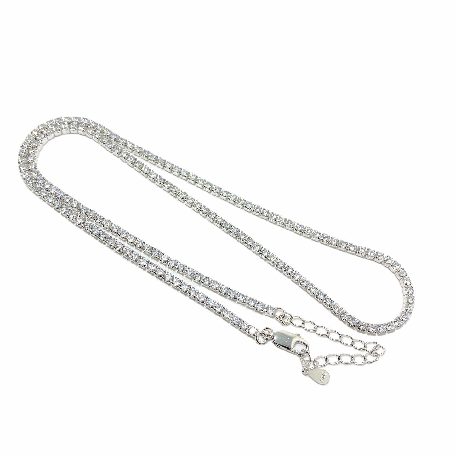 Customized S925 Sterling Silver 18k Gold Plated Iced Out 2mm 3mm Cubic Zircon Diamond 12 inch Tennis chain Necklace for Women