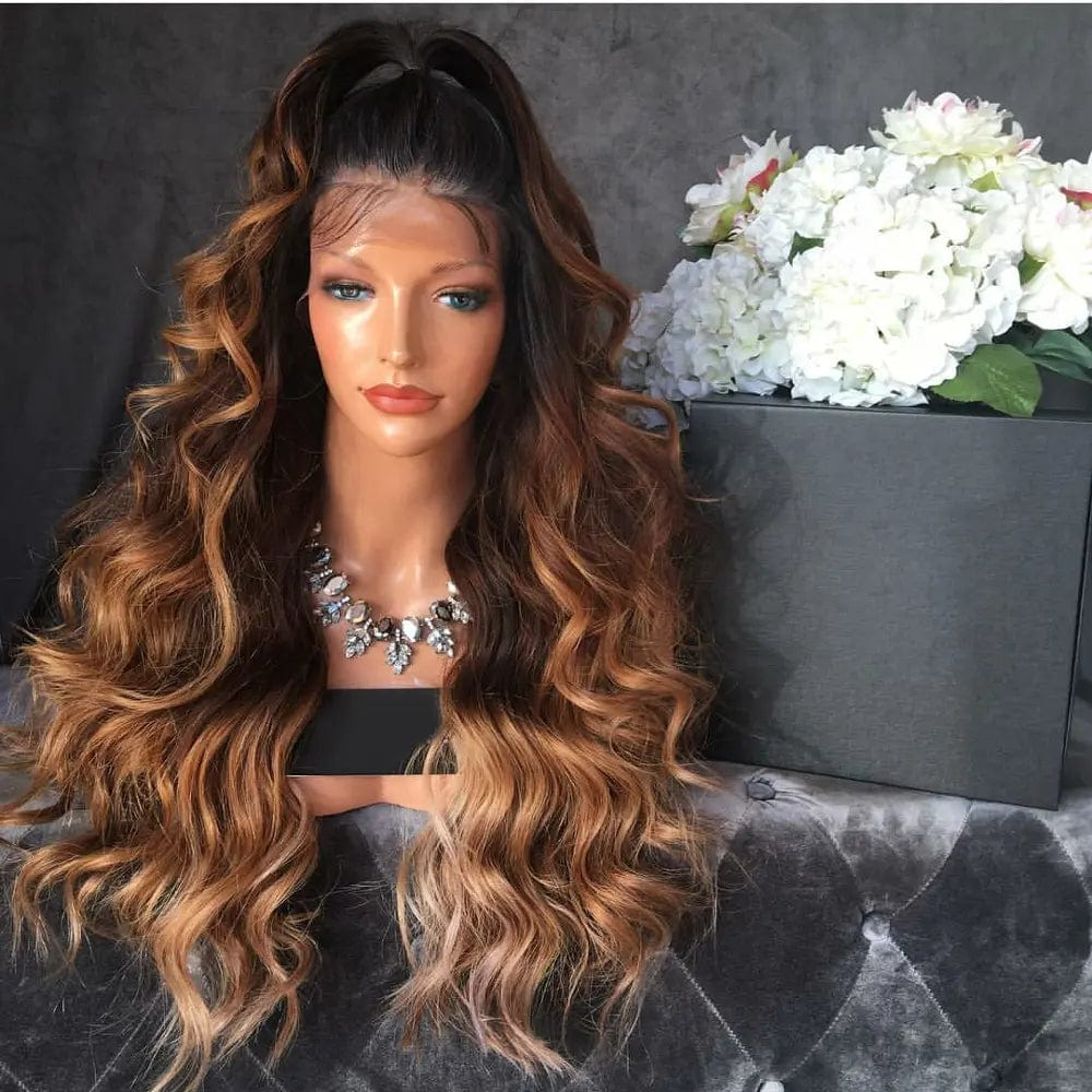 Customized Texture Long 40 Inches Honey Brown Wigs