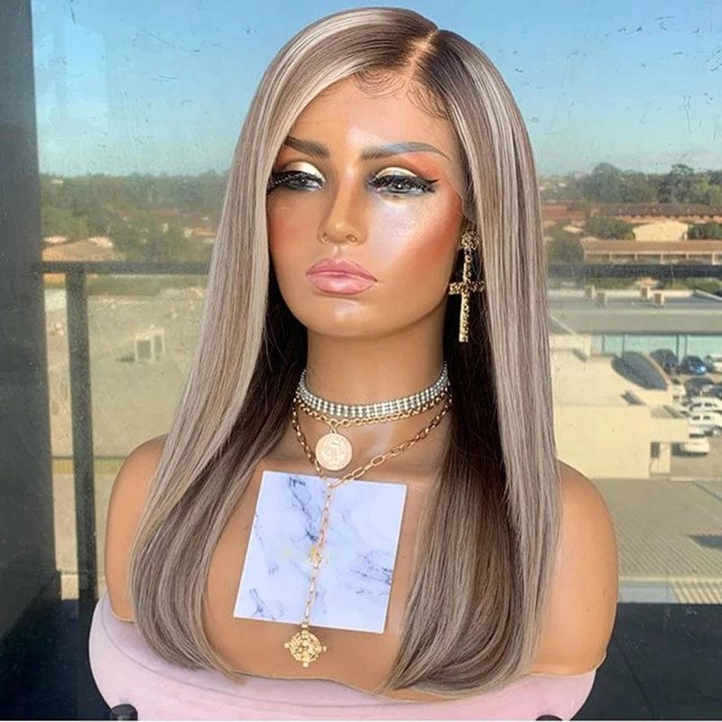 Customized Texture Straight Wave Highlight Ash Platinum Ombre Raw Brazilian Cuticle Aligned Hair Transparent Lace Front Wigs