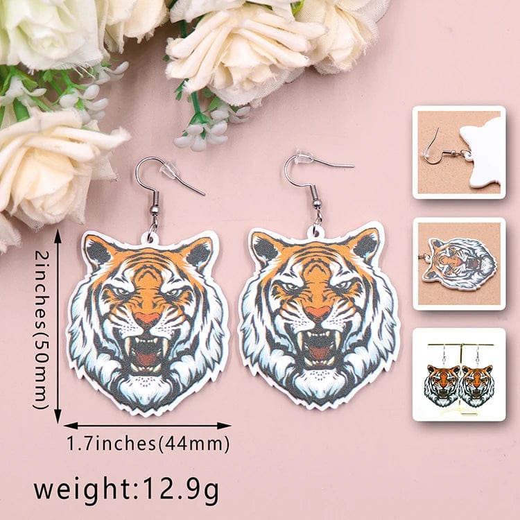 cute / 1.7*2in / Clear Syasibo jewelry ERS872ER1749 1pair New arrival CN Drop tiger TRENDY Acrylic earrings Jewelry for women 316L Stainless Steel