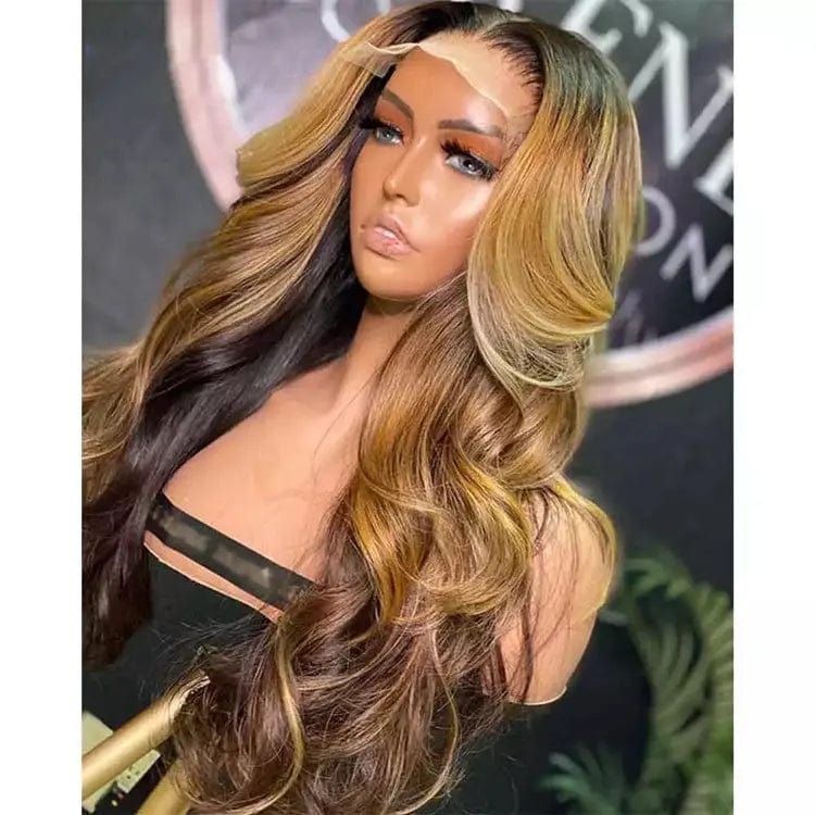 Cuticle Aligned Blonde Brown Highlight Wig Long Inches