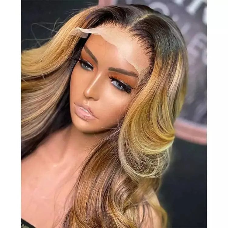 Cuticle Aligned Blonde Brown Highlight Wig Long Inches