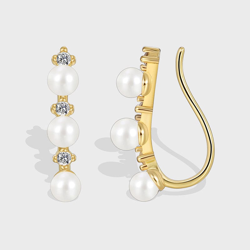 CYE0446 Exquisite Zircon Earring Jewelry copper Gold plated fashionable three pearl earrings