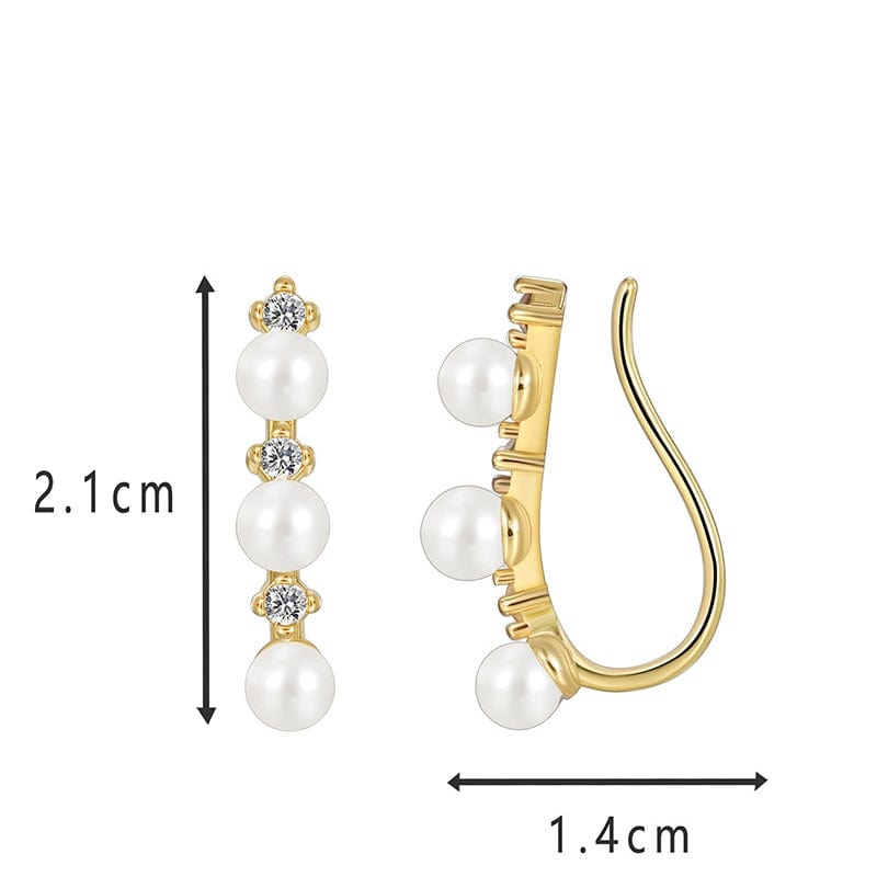 CYE0446 Exquisite Zircon Earring Jewelry copper Gold plated fashionable three pearl earrings