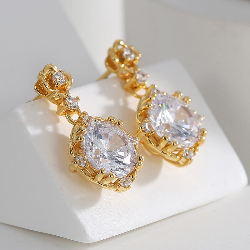 CYE0544 Christmas Accessories Simple Ice Earrings Jewelry Copper gold-plated new zircon earrings anti allergy