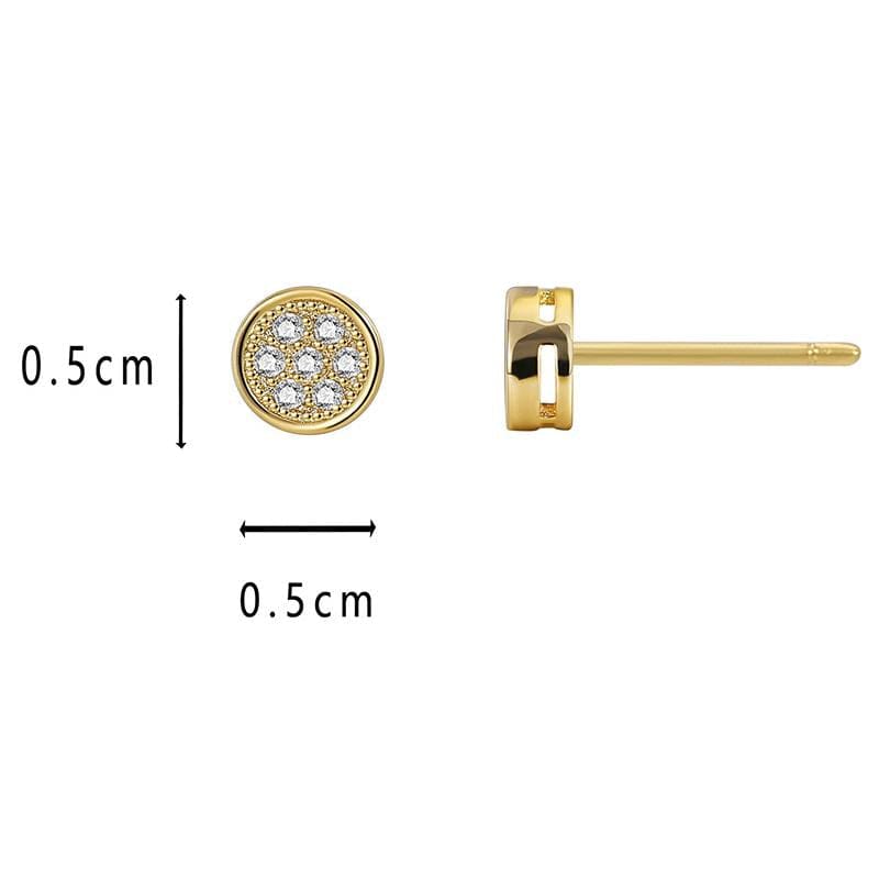 CYE0565 New Small Popular Design Simple Shape Ear-nail Jewelry Brass Gold Plated Round Micro set Zircon Earrings