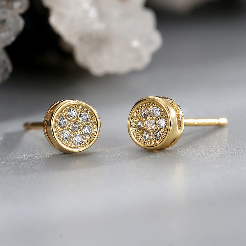 CYE0565 New Small Popular Design Simple Shape Ear-nail Jewelry Brass Gold Plated Round Micro set Zircon Earrings