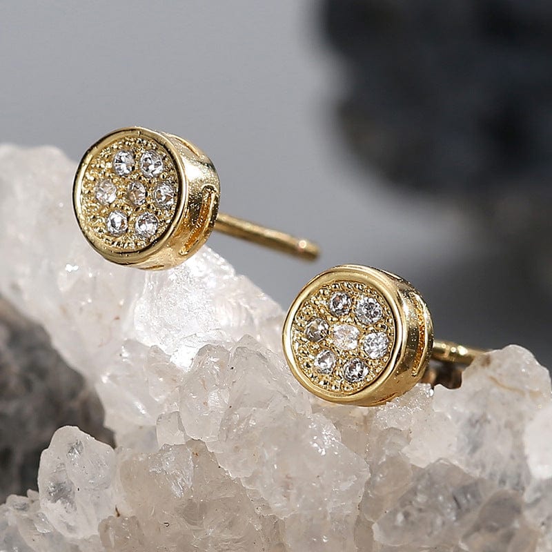 CYE0565 New Small Popular Design Simple Shape Ear-nail Jewelry Brass Gold Plated Round Micro set Zircon Earrings