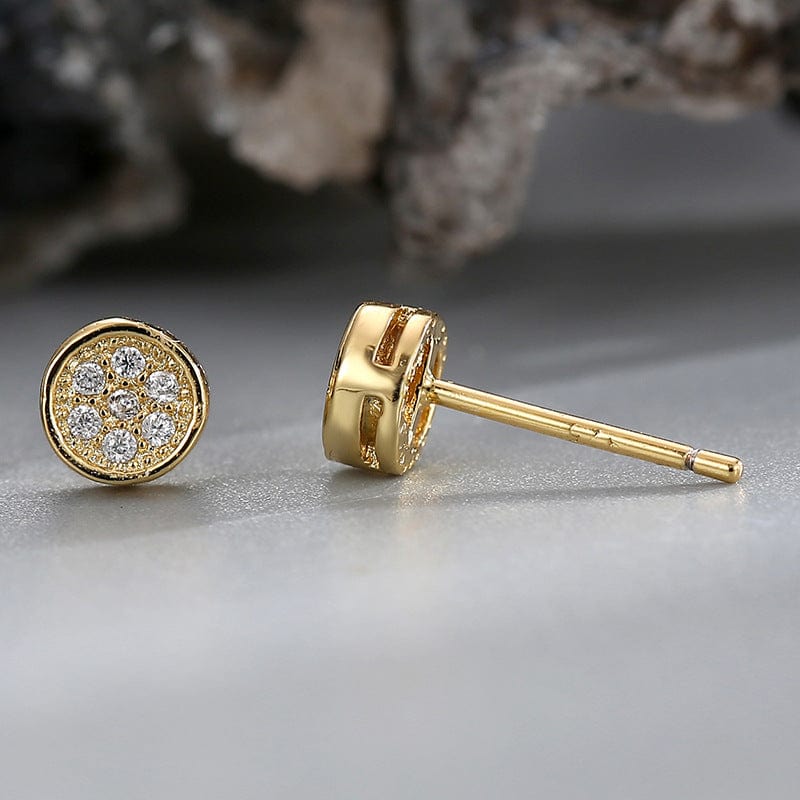 CYE0565 New Small Popular Design Simple Shape Ear-nail Jewelry Brass Gold Plated Round Micro set Zircon Earrings