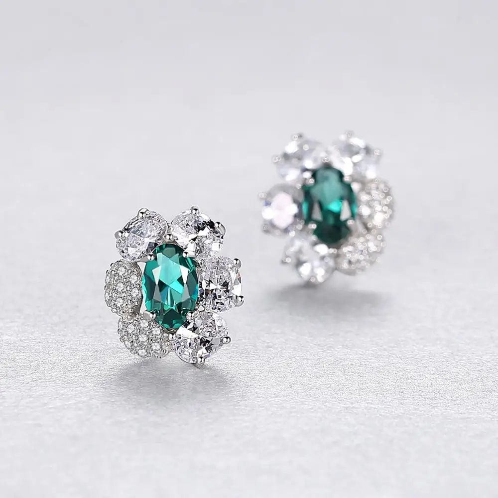 CZCITY Gorgeous Flower Graceful 925 Sterling Silver Stud Earrings for Women