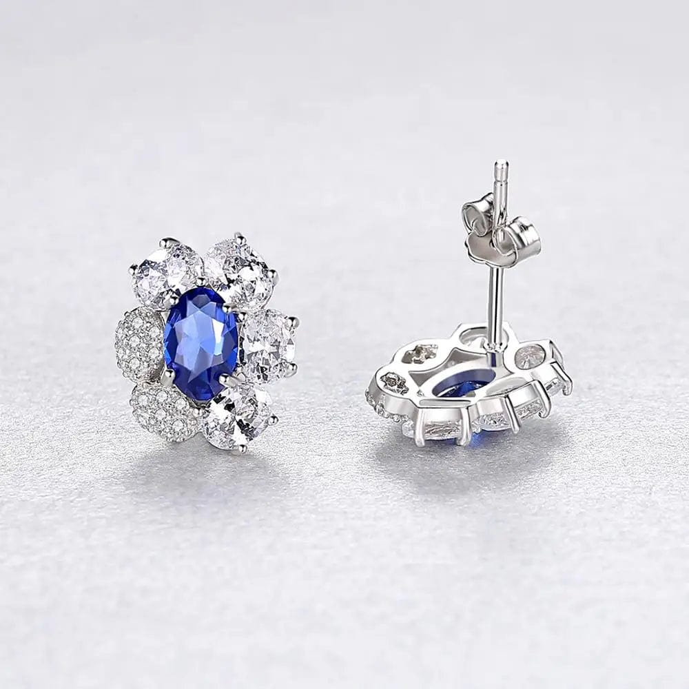 CZCITY Gorgeous Flower Graceful 925 Sterling Silver Stud Earrings for Women