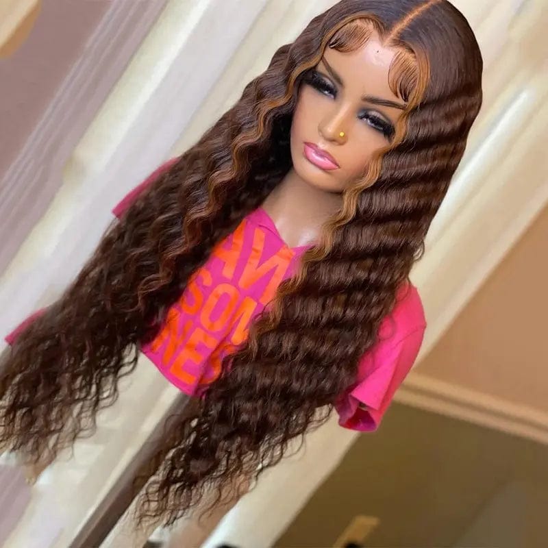 Dark Brown Deep Wave Human Hair 13*4 Lace Front