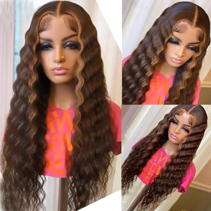 Dark Brown Deep Wave Human Hair 13*4 Lace Front