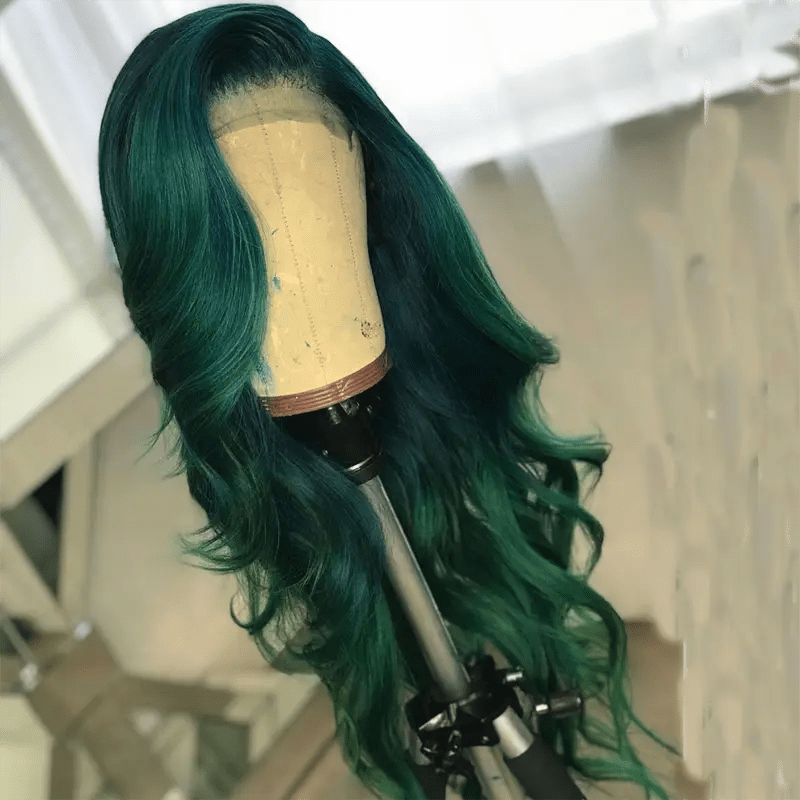 Dark Green Human Hair Wigs Brazilian Remy Hair