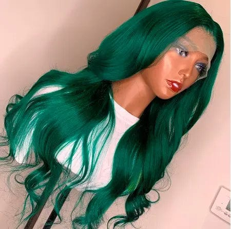 Dark Green Human Hair Wigs Brazilian Remy Hair