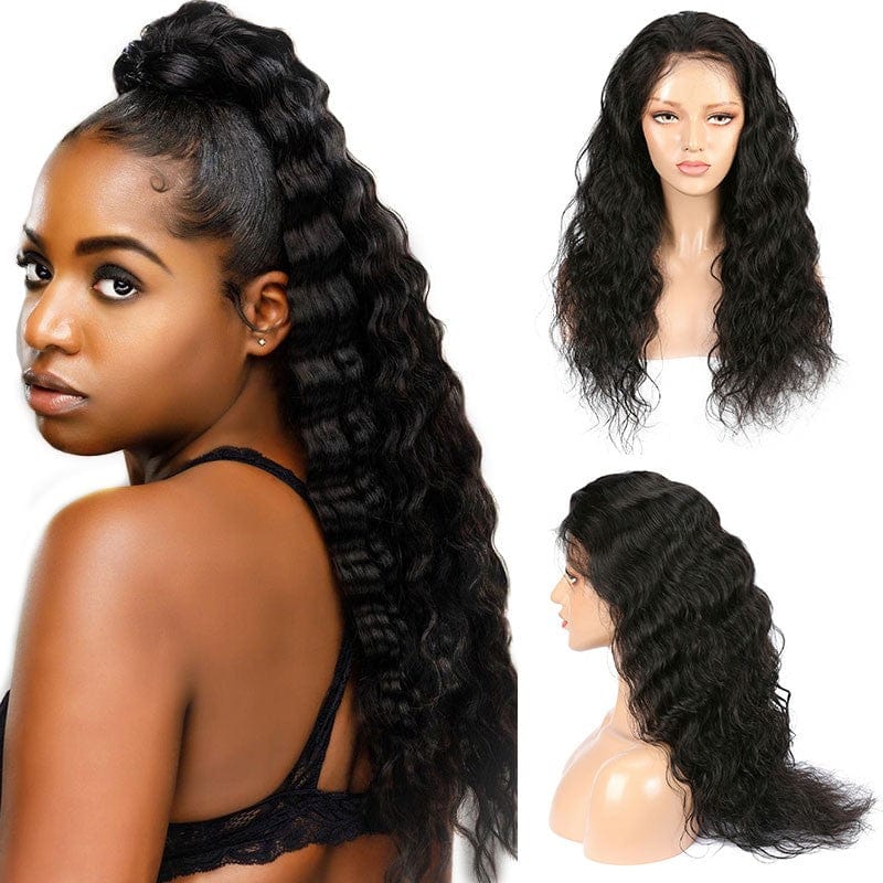 deepwave hd lace wig for black women loose deep wave 13x4 transparent hd lace frontal wigs 180 250% density hd full lace wigs