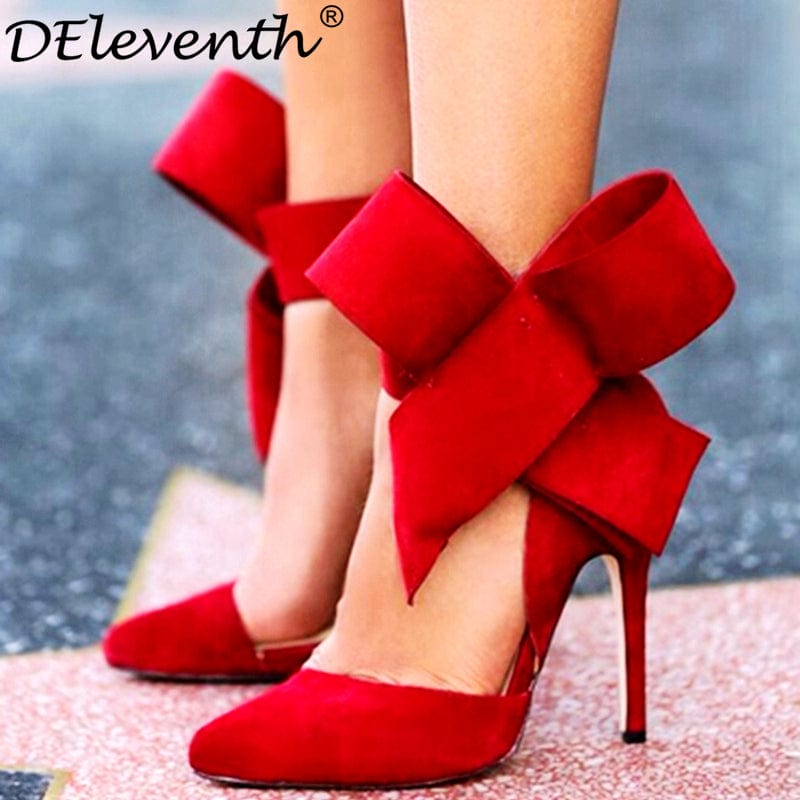 Deleventh Shoes 621 Factory Hot Sale Pointed Toe Ladies Shoes Butterfly High Heels Solid Women's Pumps Stock high heels shoes