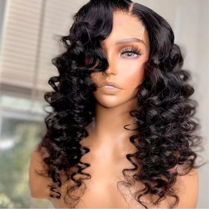 Drop Shipping High Ponytail Deep Curly Raw Hair Full 180% Density Double Welf Lace Frontal Closure Wigs For Black Women