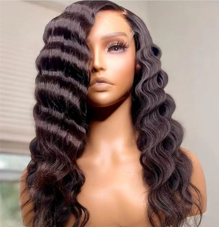 Drop Shipping High Ponytail Deep Curly Raw Hair Full 180% Density Double Welf Lace Frontal Closure Wigs For Black Women