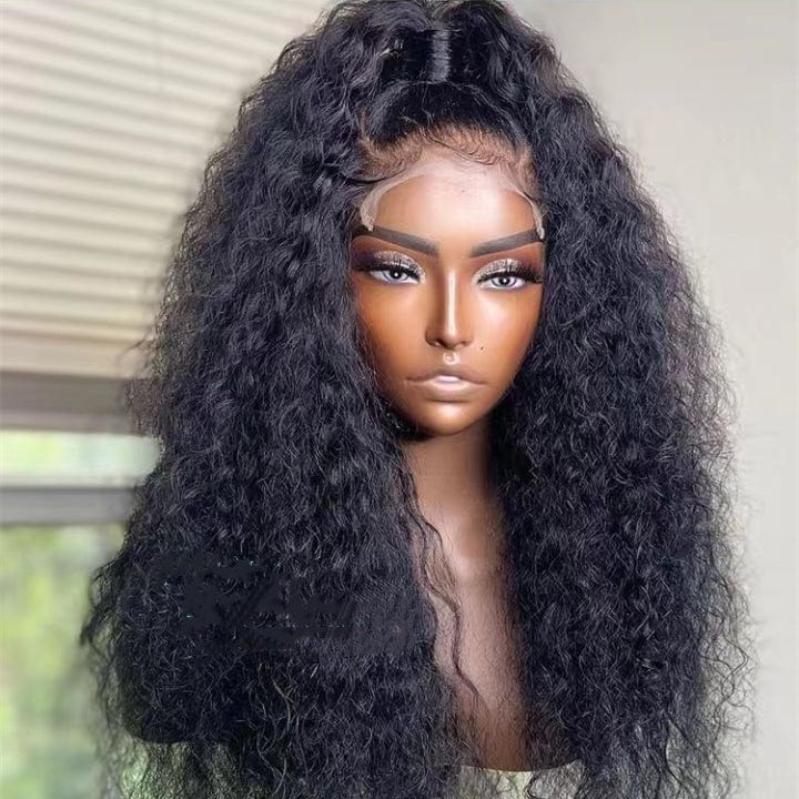 Drop Shipping High Ponytail Deep Curly Raw Hair Full 180% Density Double Welf Lace Frontal Closure Wigs For Black Women