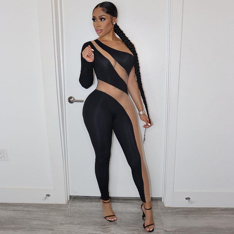 Drop Shipping Wrapped Women One Piece Woman Playsuit Black Bodysuit One Piece Jumpsuit Women