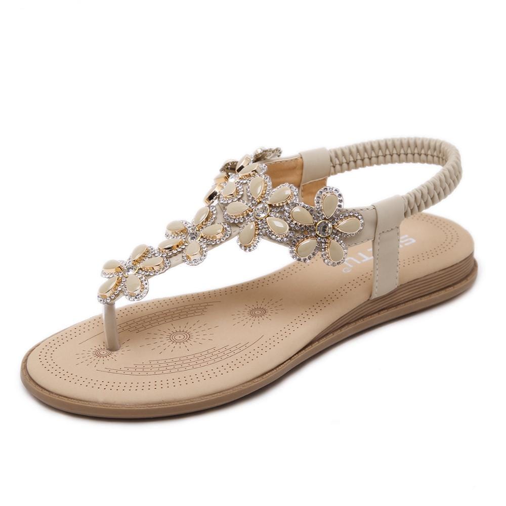 Dropshipping shoes Trendy Women String Bead Beach Sandals Casual Summer Sandals For Ladies