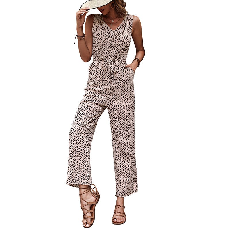 Dropshipping Summer Leopard Print Bodysuits Women Sleeveless Suspender One Piece Jumpsuit