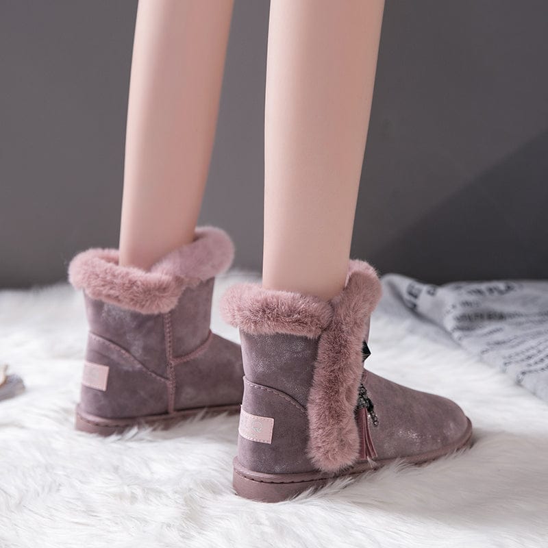 Dropshipping Wholesale Brand Design Winter Snow Boot Artificial Genuine Sheep Wool Snow Boots