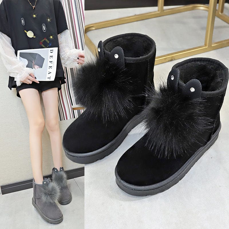 Dropshipping women Winter shoes wholesale lovely girls snow boots custom TPR outsole ankle winter boots