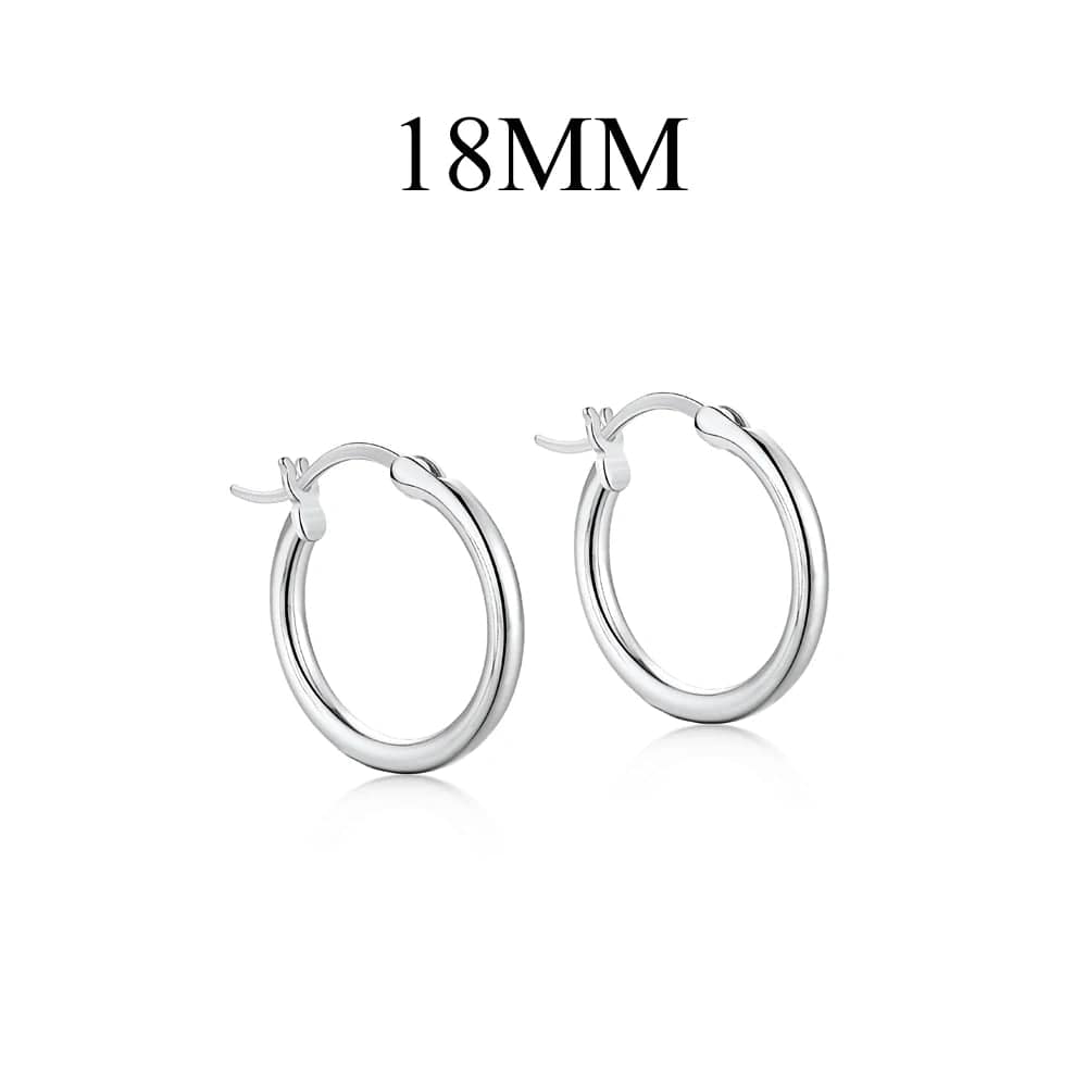 Dylam In Stock Hypoallergenic Jewelry Earrings Women S925 Silver Rhodium 18K Plated 13mm 18mm Hoop Earrings