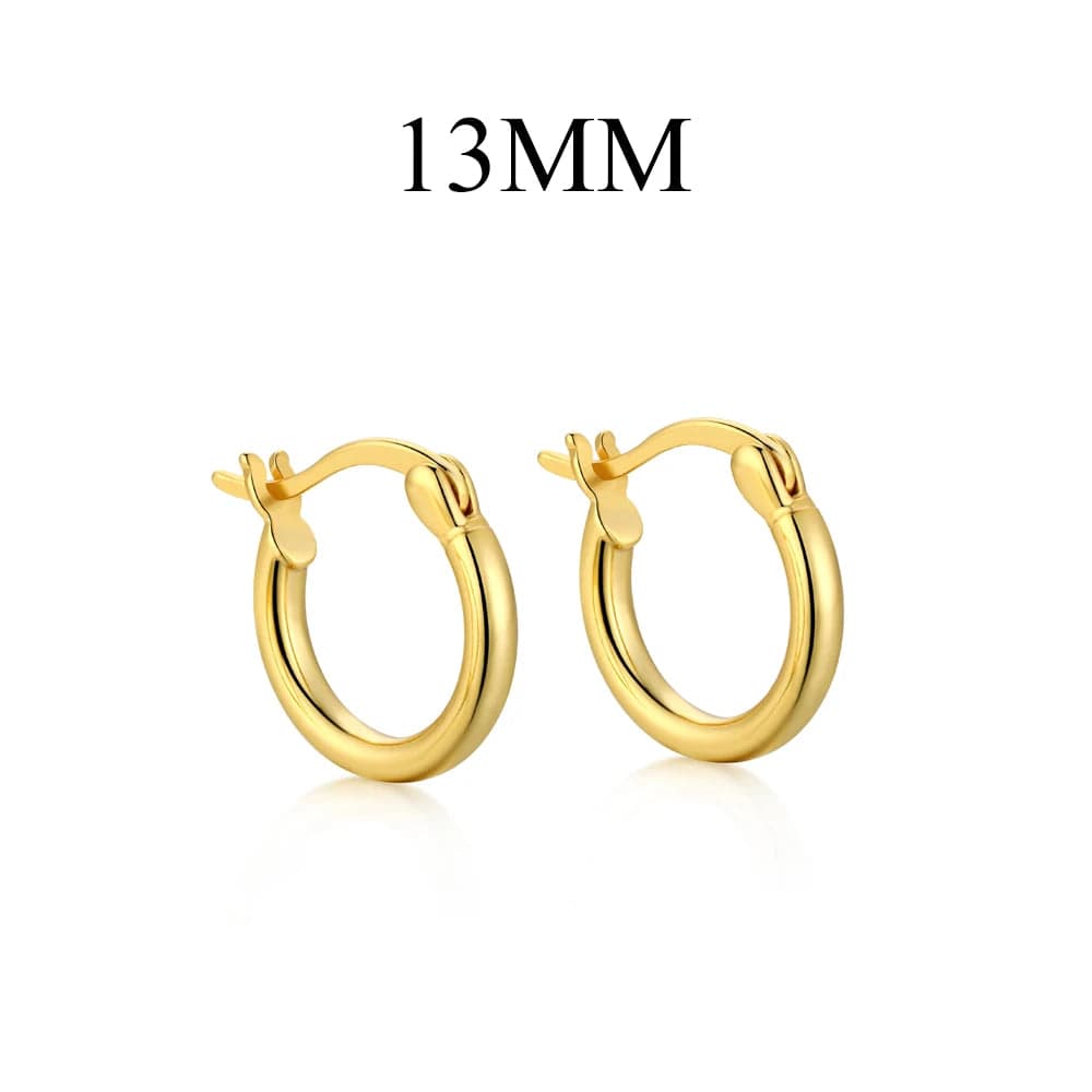 Dylam In Stock Hypoallergenic Jewelry Earrings Women S925 Silver Rhodium 18K Plated 13mm 18mm Hoop Earrings