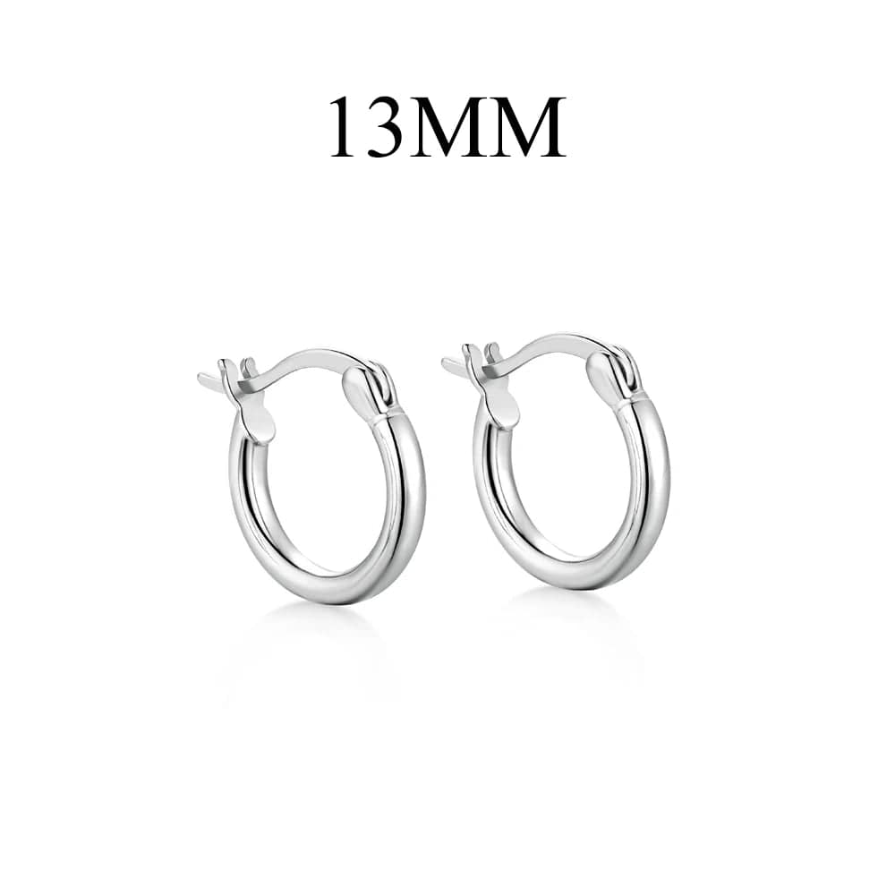 Dylam In Stock Hypoallergenic Jewelry Earrings Women S925 Silver Rhodium 18K Plated 13mm 18mm Hoop Earrings