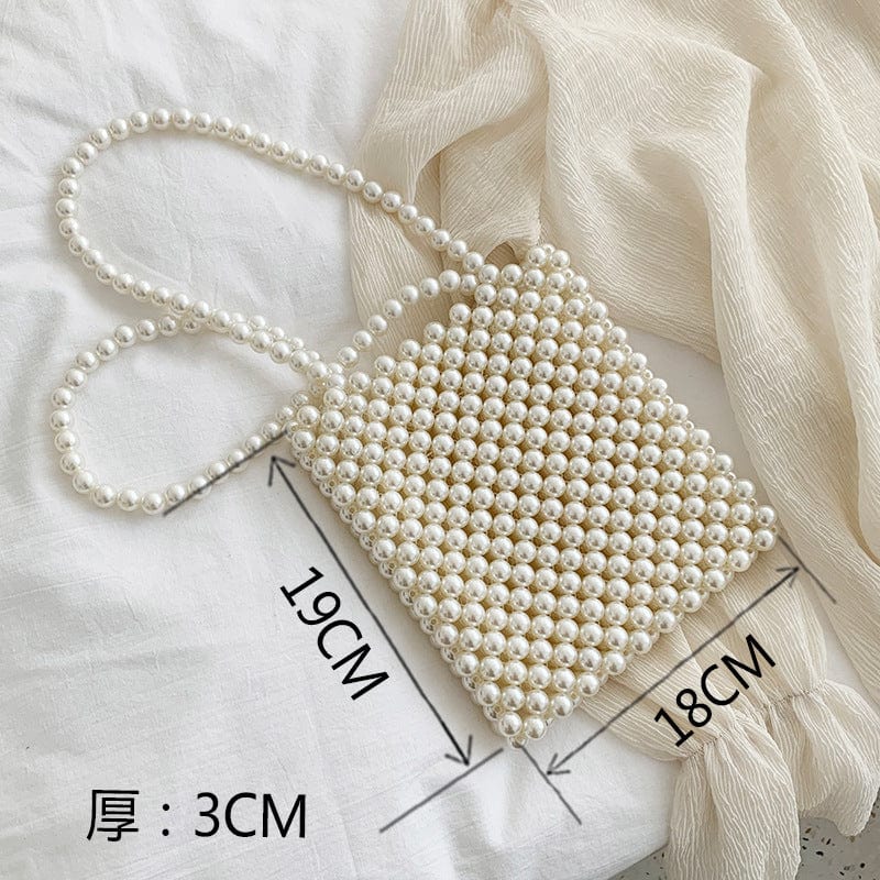 E1 Ins Ladies Pearl Mini Clear Clutch Strap Baroque Evening Beach Crossbody Diy Hand Woven Handle Rice Beaded Purse For Girls