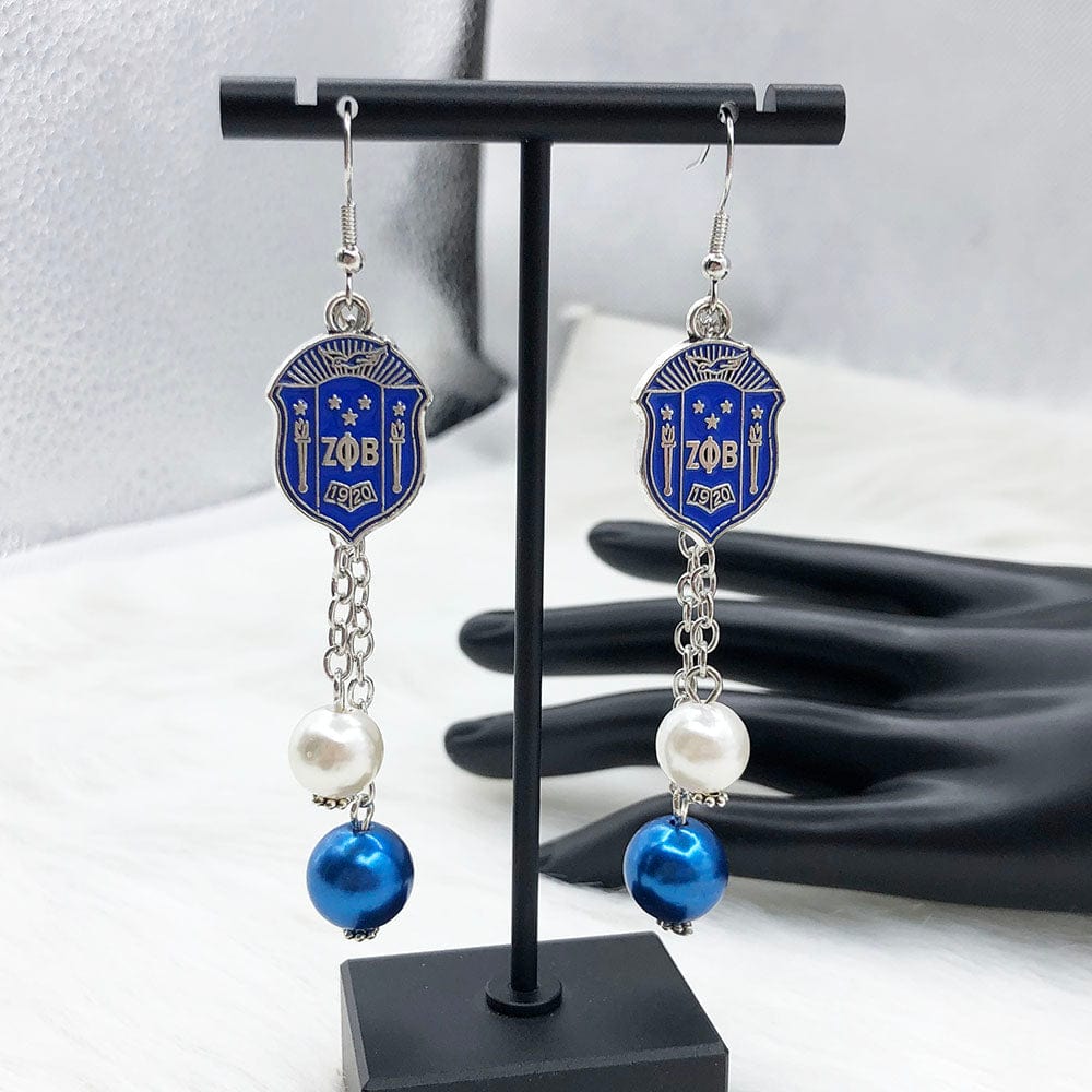 earrings / A Sigma Gamma Rho Handmade Greek letter Charms Pearl Pendant Earrings