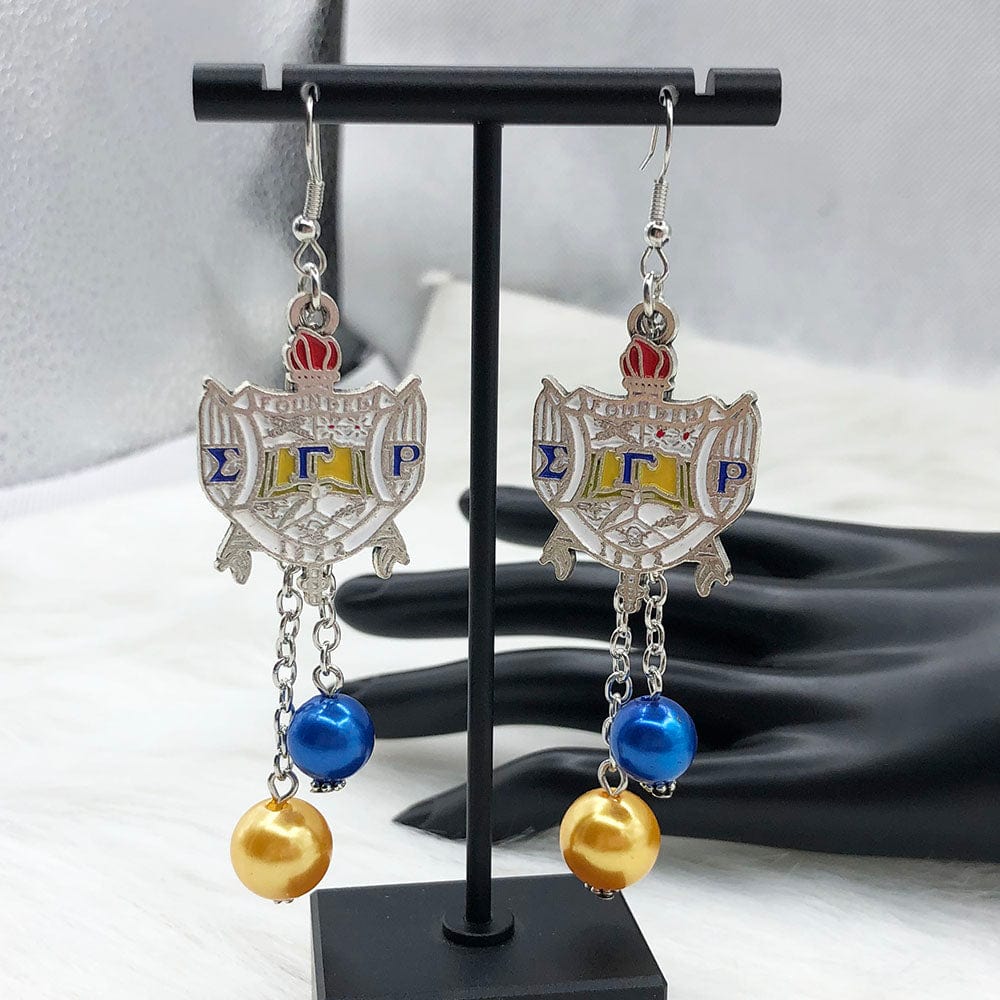 earrings / B Sigma Gamma Rho Handmade Greek letter Charms Pearl Pendant Earrings